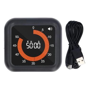 Imagem de Visual Timer Digital Silent Silent Recarregável Timer de contagem regressiva magnética com suporte para estudar cozinheira infantil abs 10 x 3,5 x 9cm (Preto)