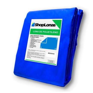 Imagem de Lona Polietileno 300 6x5,5 em Azul Camping Multiuso Proteção - Shoplon