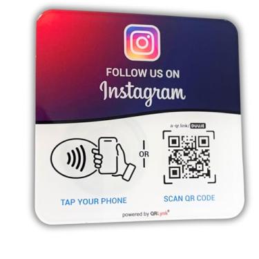 Imagem de Siga-nos no Instagram Placa de acrílico NFC com código QR - Sinal de mídia social para conexão rápida de perfil - Etiquetas NFC para engajamento sem contato - My Instagram Marketing Tool - Sem