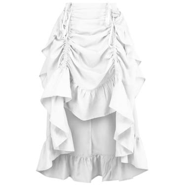 Imagem de Daisy corsets Fantasia feminina de crepe branco alto com cordão bustle western cowgirl fashion fantasia Halloween, Branco, 32-36