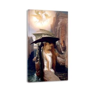 Imagem de LXURY Perseu e Andrômeda. Reprodução de pinturas famosas. Arte de parede em tela, pôsteres e impressões. Imagem moderna para decoração de casa 80 x 145 cm com moldura interna