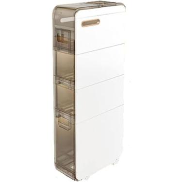 Imagem de Armário De Armazenamento De Clipe Gaveta Armário De Armazenamento De Banheiro Aparador De Costura Ultra Estreita Armário De Costura De Cozinha Chão Com Gavetas Tra, White, Third Floors