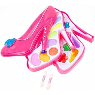 Imagem de Maleta de Maquiagem Infantil em Formato de Sapatinho – Paleta com Sombras Coloridas e Glitter, Pincéis Inclusos | Surpresa Divertida e Criativa para Meninas