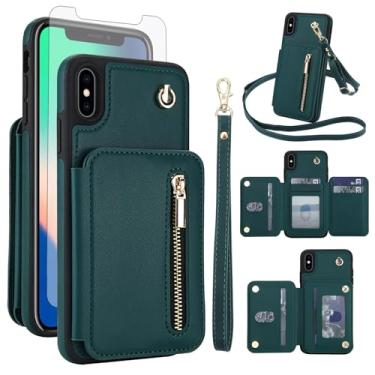 Imagem de Asuwish Capa de celular para iPhone Xs Max RFID carteira com protetor de tela, alça transversal, suporte para cartão de crédito, compartimento para suporte i X XR Xsmax 10x SX Xmax 10xs 10s 10 Plus