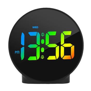 Imagem de Asixxsix Relógio LED de Mesa de Cabeceira, Despertador Digital Com 10 Cor de Alteração Luz Noite, Soneca, Lembrando a Configuração Data, Brilho Ajustável para a Sala de Estar do