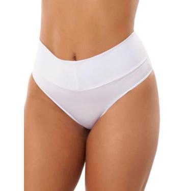 Imagem de Kit 2 Calcinha Cinta Modeladora Cós Alto Duplo Cintura Alta Tanga Conf