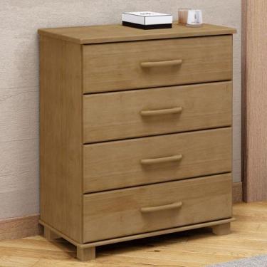 Imagem de Cômoda Para Quarto 85cm 4 Gavetas Pé Madeira Eduarda Freijó F07 - Mpoz