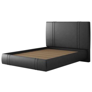 Imagem de Cama Casal Flutuante Com Cabeceira 140cm Lyra Sintético Preto S05 - Mp