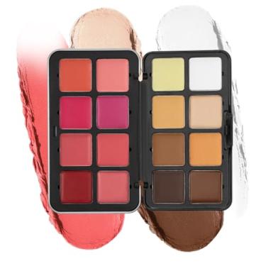 Imagem de Paleta De Blush Para As Bochechas | Paleta De Sombras Para Olhos De 16 Cores Com Blush | Longa Duração Resistente à Água Corretor Iluminador para Mulheres Maquilhagem Facial Natal Casamento Festa Viag