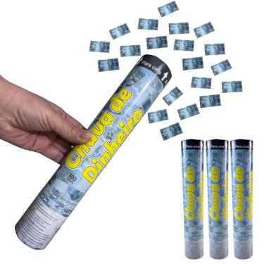 Imagem de Kit 3 Pçs Lança Confete Chuva de Dinheiro Notas para Festas Eventos Casamento Formatura Comemorações (Real)