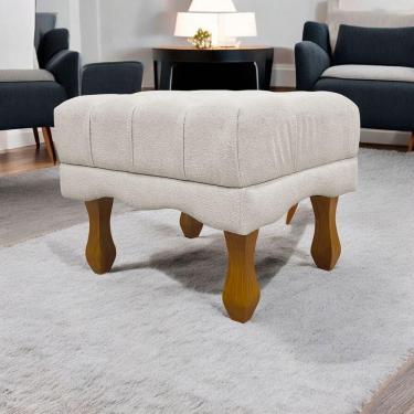 Imagem de Puff Decorativo Retangular Duque Bouclé Premium Capitonê - Bege Buclê