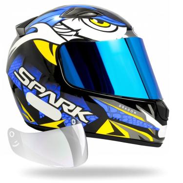Imagem de Capacete Masculino Ebf Spark Dragon Azul + Viseira Iridium