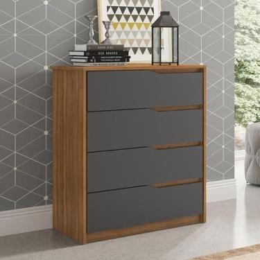 Imagem de Cômoda Atria 4 Gavetas - DEMOBILE, Amêndola Touch / Grafito