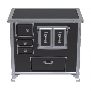 Imagem de Fogão a Lenha N2 Venax Gab Século XVIII Premium Chaminé à Esquerda Preto