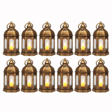 Imagem de Lantern LLQ Mini Vintage Brown com LED Tealight, conjunto de 8 unidade