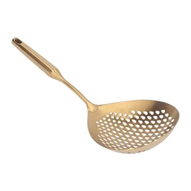 Imagem de Colher De Coador De Colher, Colher De Coador De Aço Inoxidável Com Alça Longa Fritadeira Colher Em Forma De Gota Design Colher De Fritar Coador Colher Grande De Skimmer Para Cozinha(Ouro)