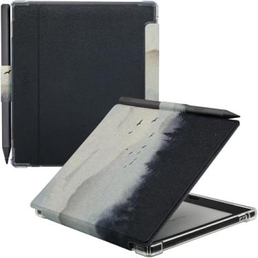 Imagem de GOVTVA Capa com suporte de caneta para Onyx Boox Go Color 7 (geração 1/2, 2024/2025)/Boox Go 7 capa ultrafina aprimorada automática hibernar/despertar com parte traseira de TPU transparente e fecho