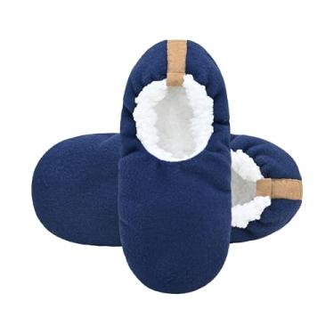 Imagem de Panda Bros Meias masculinas de cano baixo, supermacias, quentes, para uso doméstico, antiderrapante, para uso interno, Veludo, azul-marinho, 13-16