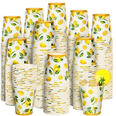 Imagem de Copos de papel descartáveis Umigy Lemonade 240mL (100 unidades)