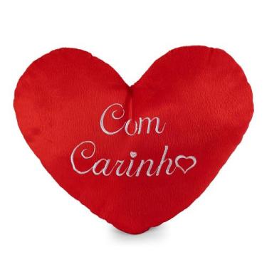 Imagem de Almofada Decorativa de Pelúcia Coração Grande 42 cm Travesseiro Grande