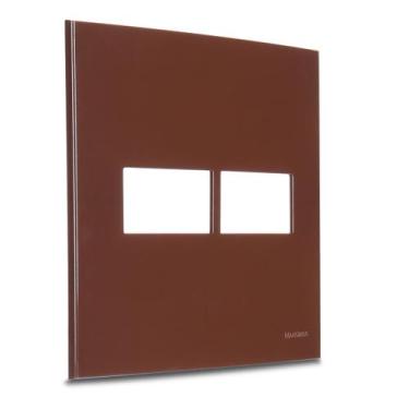 Imagem de Placa 4X4 2 Postos Sleek Marrom Margirius, Marrom