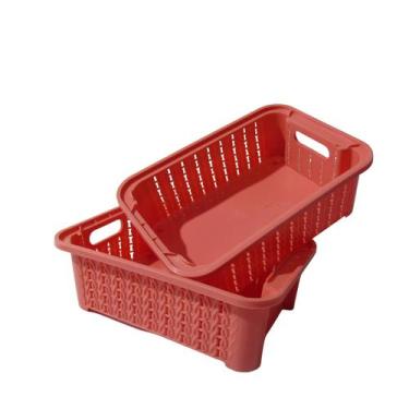 Imagem de Kit 3 Pote Empilhável cesto organizador - TF Injetados, Salmão