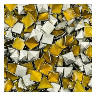 Imagem de Chaton Quadrado Metal 7x7mm 100pçs Pirâmide Prata Arte 13g - Macall