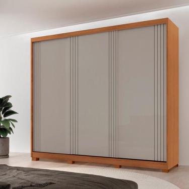 Imagem de Guarda-roupa Casal 100% Mdf 3 Portas de Correr 4 Gavetas e com Pés Chi