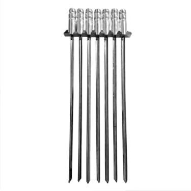 Imagem de Kit 7 Espetos Para Churrasco Com Suporte em Inox Lâmina Reforçadoa E Manopla Térmica