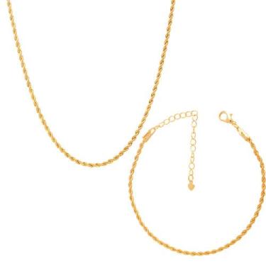 Imagem de Colar Baiano E Pulseira Folheada A Ouro 18k - Milena Joias