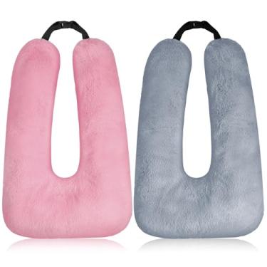 Imagem de Barydat 2 almofadas de viagem de carro para o banco de trás 71 x 45 cm almofadas de leitura para dormir de longa distância travesseiro de carro para crianças e adultos, suporte de cabeça e corpo,