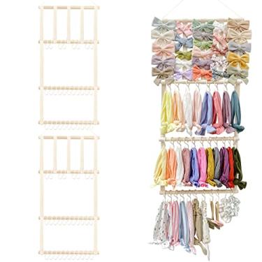 Imagem de Suporte de faixa de cabeça POVETIRE, organizador de laços de cabelo para meninas, acessórios de cabelo de bebê, organizador de armazenamento, decoração de pendurar na parede para quarto de meninas
