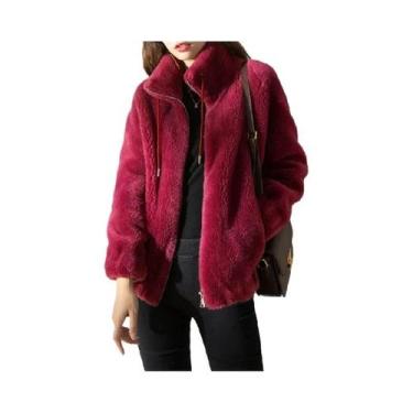 Imagem de Casaco de Pele Sintética Feminino Plus Size - Quentinho para Outono/In