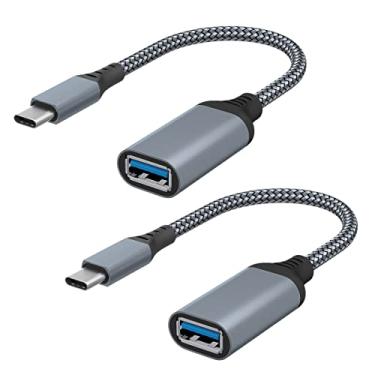 Imagem de Tianle Adaptador USB C para USB, pacote com 2 adaptadores USB C macho para USB 3.0 fêmea, Thunderbolt 3 para adaptador USB fêmea OTG compatível com MacBook iPad Pro Galaxy e mais dispositivos tipo C