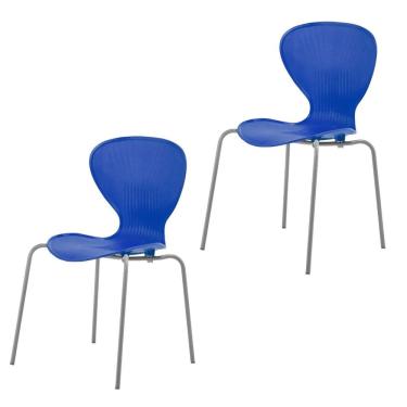 Imagem de Conjunto 2 Cadeiras Empilháveis Flash Azul