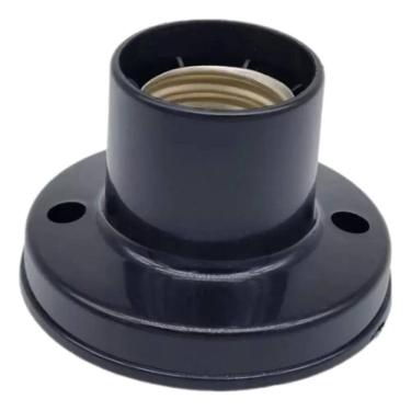 Imagem de 2X Kit 10 Bocal Fixo De Teto Soquete Plástico Branco/Preto E