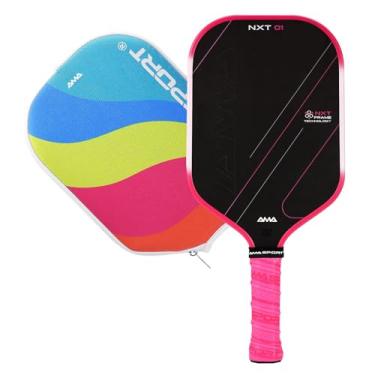 Imagem de AMA SPORT Raquete de pickleball de fibra de carbono aprovada pela USAPA 16 mm Pickleball Raquete de pickleball com superfície texturizada de fricção com núcleo de favo de mel PP de propulsão (NXT