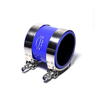Imagem de LTI Universal 63 mm 4-Ply Reforçado Alto Desempenho 6.3 cm ID Reta Silicone Mangueira Acoplador + Braçadeira de Parafuso T Aço Inoxidável 304 (6.3 cm AZUL)
