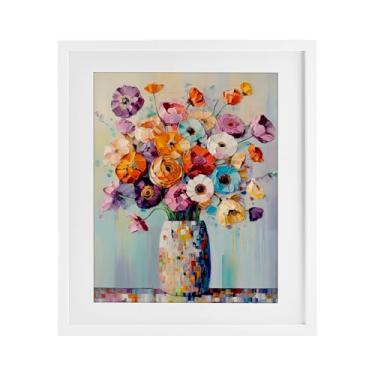 Imagem de Stupell Industries Buquê colorido de textura impressão emoldurada branca sob vidro, design por Creative Studio, 40 x 33