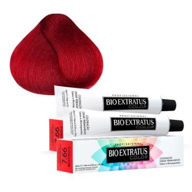 Imagem de Kit 2 Tintura Creme Bio Extratus Color Louro Médio Vermelho Intenso 7.