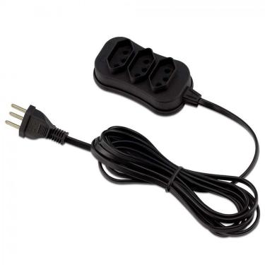 Imagem de Extensão 3 Tomadas Slim Tripolar Preto 5 Metros - 0180200254 - Forceline Extensao 3t Slim Tripolar Pt 5m Forcelin