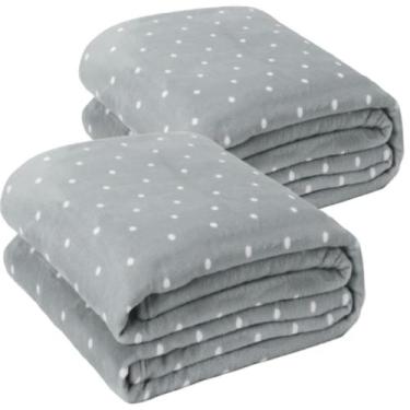 Imagem de Kit 02 Cobertor Manta Casal Queen Size Poá Bolinha Softy 2,40 x 2,20 T