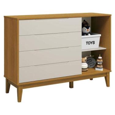 Imagem de Cômoda Com Porta Classic Elfe Areia Acetinado Savana Amadeirado - Rell