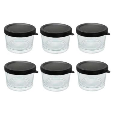 Imagem de Jogo Pote De Vidro 220ml 6 Peças Tampa De Plástico Colorida - Em Casa 