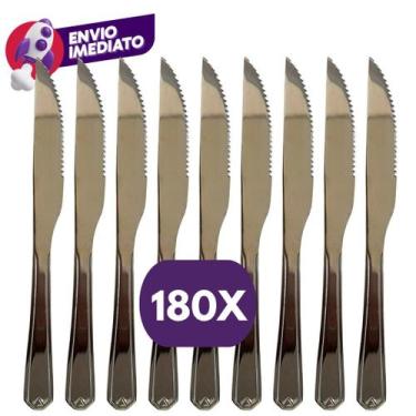 Imagem de Kit Faca Mesa Talher Refeição Jantar Churrasco Inox Premium Cozinha Bu