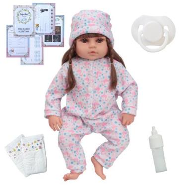 Imagem de Bebê Reborn Realista Menina Silicone Pode Banho + Acessórios - Cegonha