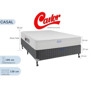 Imagem de Conjunto Box Casal Castor Class New  Colchão Tecnopedic One Face Molas