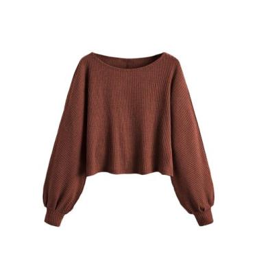 Imagem de Suéter Crop Top SweatyRocks feminino de malha canelada