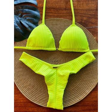 Imagem de Biquini Cortininha Triangulo Modelador Canelado Com Bojo Aro Inteiro C