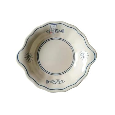 Imagem de Conjunto de utensílios de mesa japoneses criativos, tigela retrô de arroz Lamian Noodles - prato binaural de 23 cm